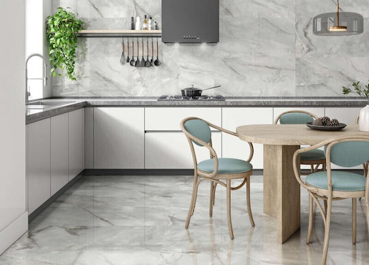 Halcon Ceramics Potomac Плочка За под На закрито Порцеланов Сияен 60x60см Сив