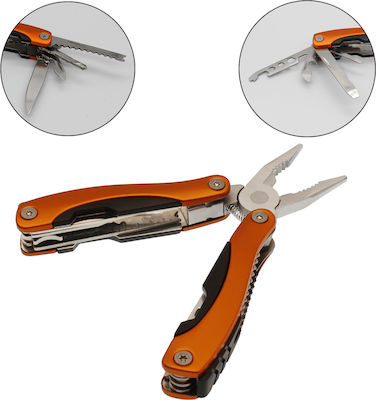 9 1 Multi-tool Orange with Blade made of Stainless Steel in Sheath