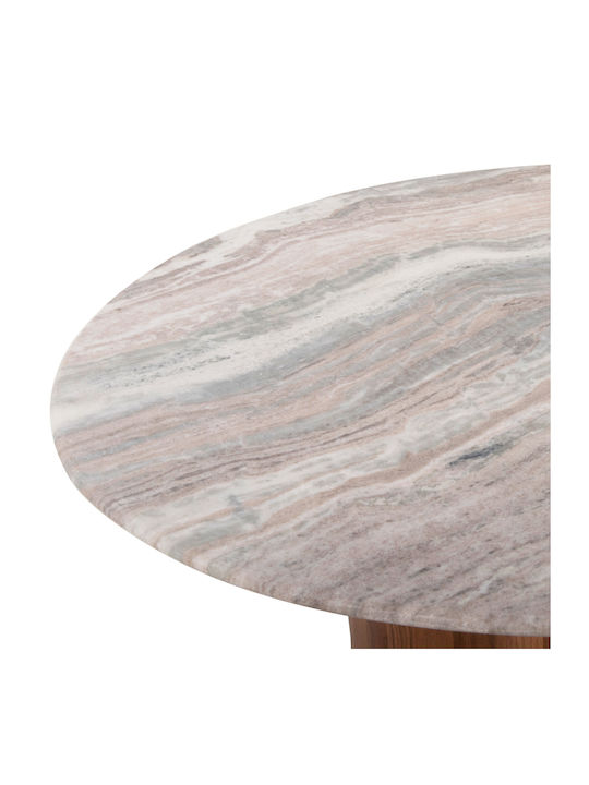Round Central Coffee Table Formel Made of Solid Wood Natural - White W80xL80xH36cm