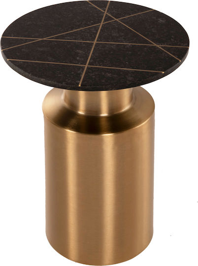Masă Laterală Rotundă Claydee Metalică Auriu-Negru L41xL41xÎ54cm