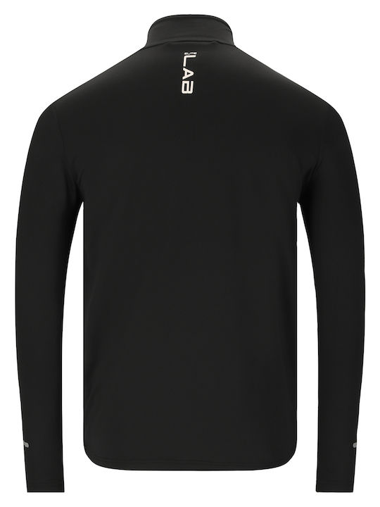 Elite Lab Herren Sportliches Langarmshirt Ausschnitt mit Reißverschluss BLACK