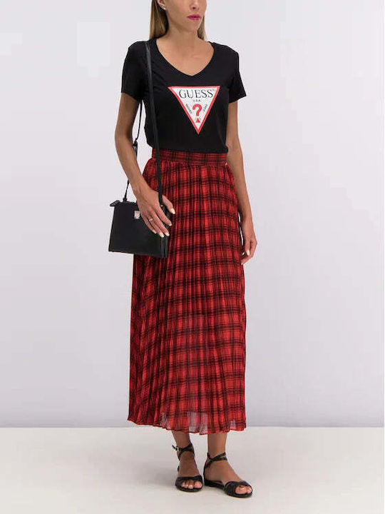 Guess High Waist Skirt Checked in Red color