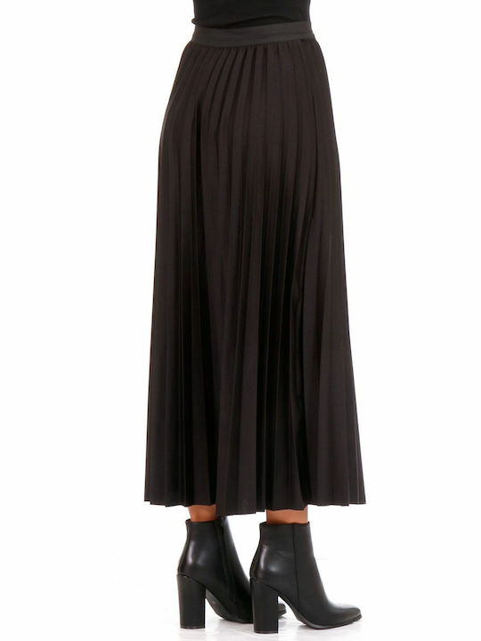 Plissiert Maxi Rock Schwarz
