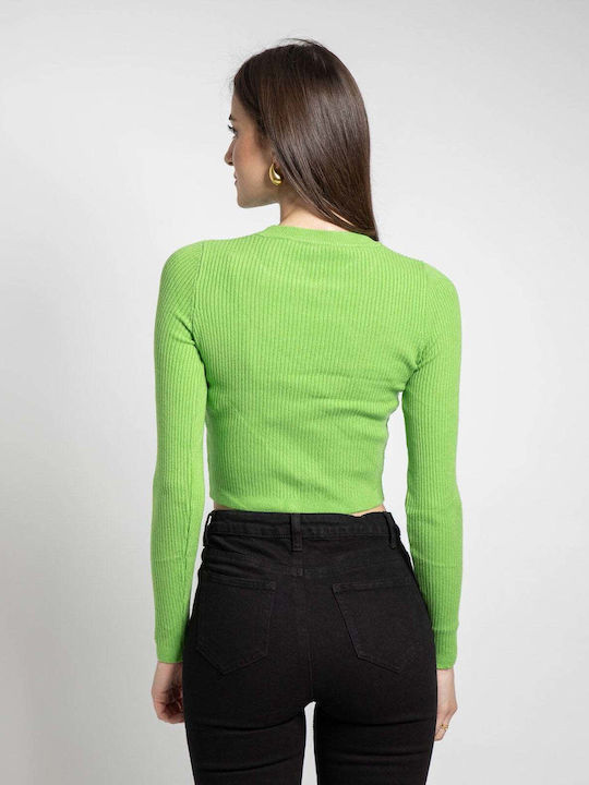 Bluze damă Crop Top Mânecă Lungă Verde