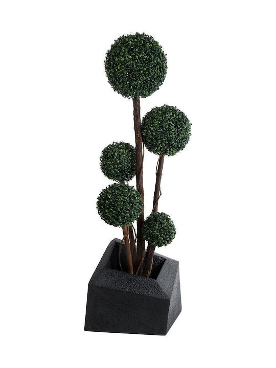 GloboStar Artificial Garden Camden Übertopf Polyester Schwarz mit Gestell 49x49x44εκ.