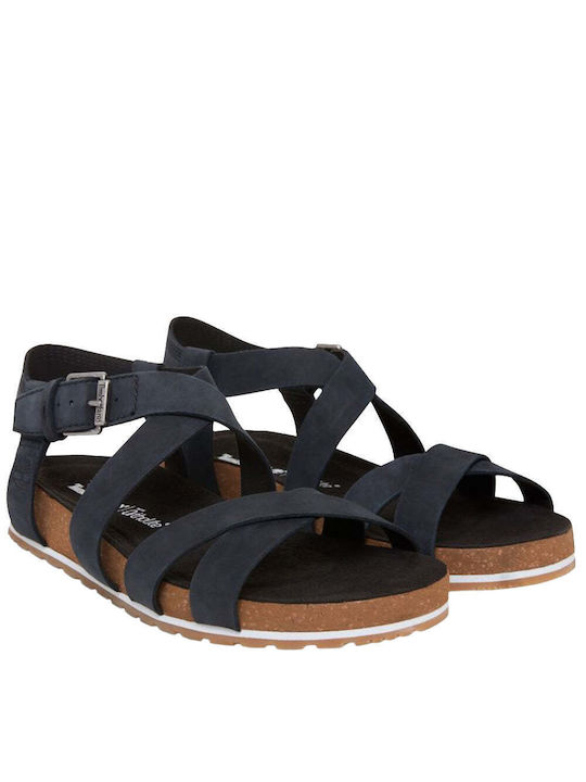 Timberland Leder Damen Flache Sandalen Anatomisch in Schwarz Farbe