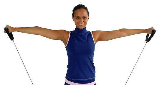 MSD Band Fitness Tube 4X Hart Widerstandsbänder Gymtube Sehr schwer mit Griffen Silber 1.2m