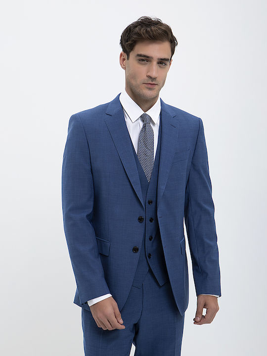 Hugo Boss Men's Suit with Vest Slim Fit Light Blue