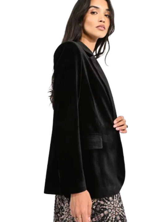 Molly Bracken Blazer pentru femei Catifea Sacou Negru