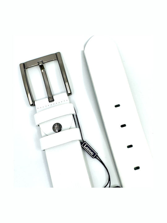 Wide Men's Belt Leather White