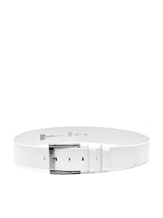 Wide Men's Belt Leather White