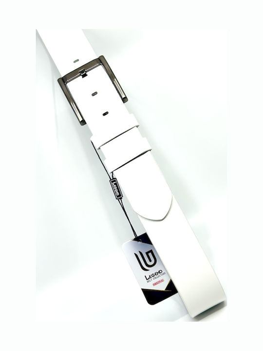 Wide Men's Belt Leather White