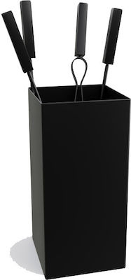 Set de unelte pentru șemineu cu găleată Negru