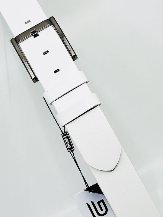 Wide Men's Belt Leather White