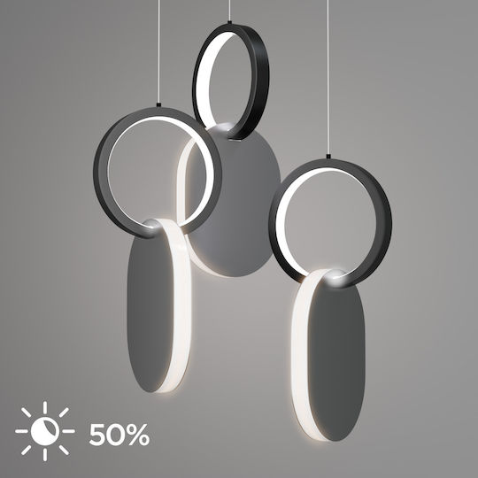 Alphab2b Symmetric 1g Κρεμαστό Φωτιστικό Ασημί LED με Φυσικό Λευκό Φως 25x120x120εκ.
