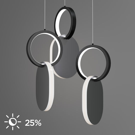 Alphab2b Symmetric 1g Κρεμαστό Φωτιστικό Ασημί LED με Φυσικό Λευκό Φως 25x120x120εκ.