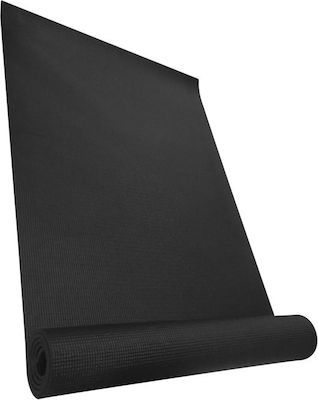 Yoga/Pilates Mat Black with Carry Strap (180x60x0.8cm)