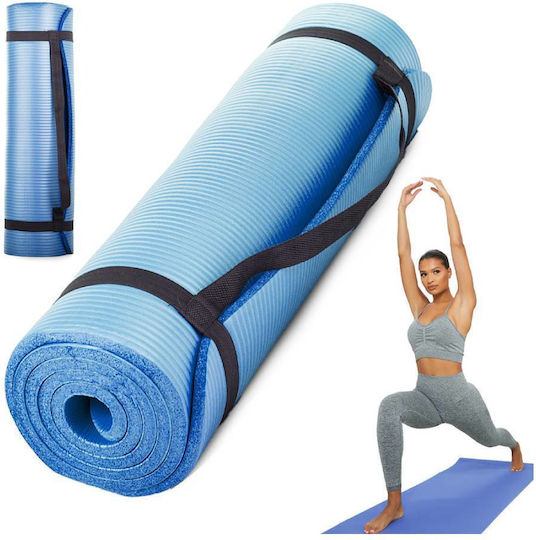Verk Group Foldable Exercise Mat Pilates Blue with Carry Strap (180x60x1cm)