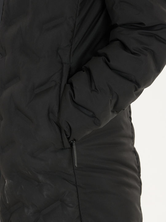 Lang Damen Puffer Jacke für Winter Black