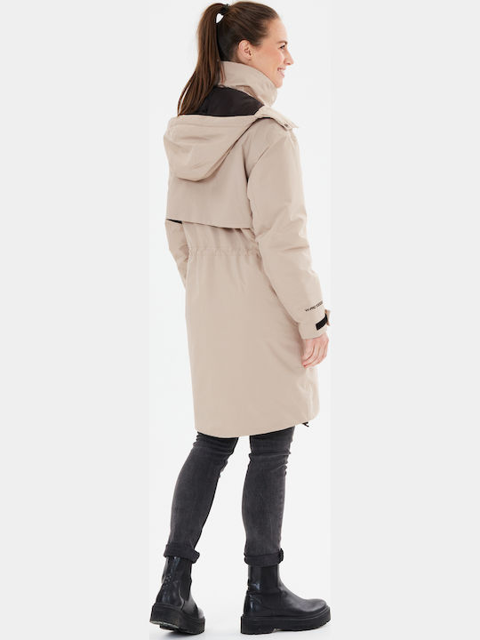 Women's for Hiking Short Parka Jacket Waterproof and Windproof for Spring or Autumn with Hood Simply Taupe