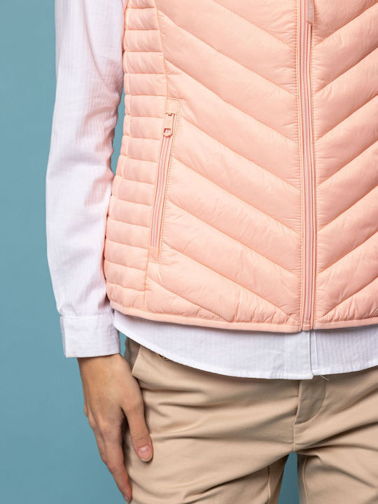 Κοντό Γυναικείο Αμάνικο Puffer Μπουφάν Coral