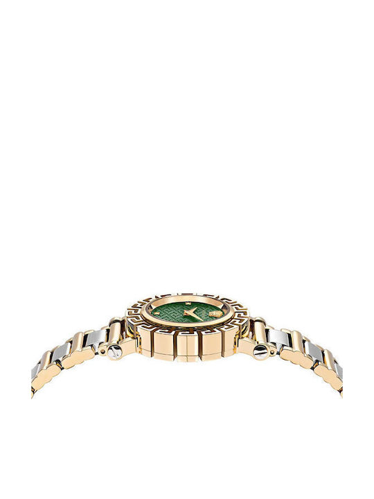 Versace Greca Glam Two Ρολόι Μπαταρίας με Μεταλλικό Μπρασελέ