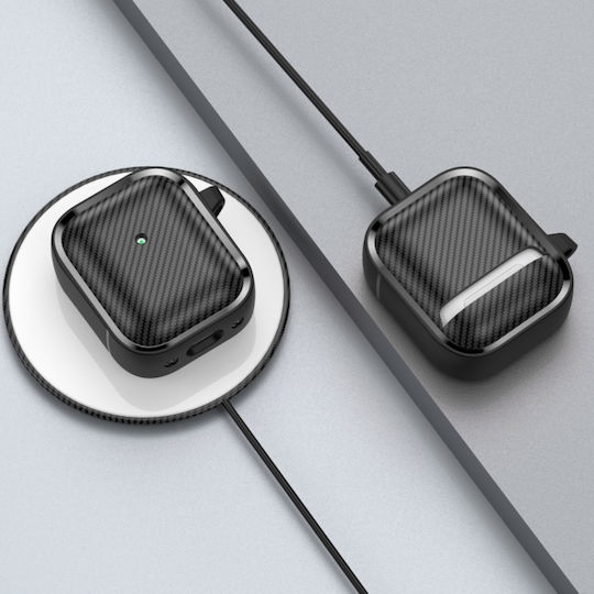 Sonique Case Silicone with Hook in Black color for Apple AirPods 1 / AirPods 2