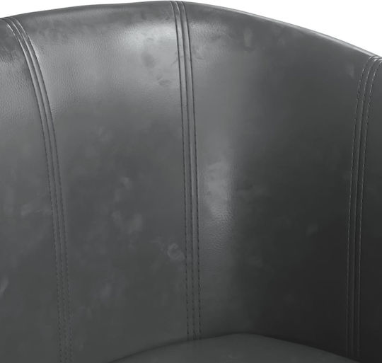 Barrel Sessel mit Fußhocker aus Kunstleder Grey 70x56x68cm