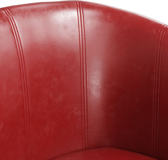 Barrel Sessel mit Fußhocker aus Kunstleder Bordeaux 70x56x68cm