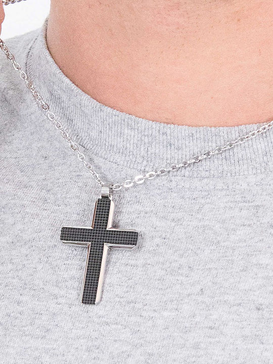 Lotus Watches Black Men's Cross from Steel with Chain