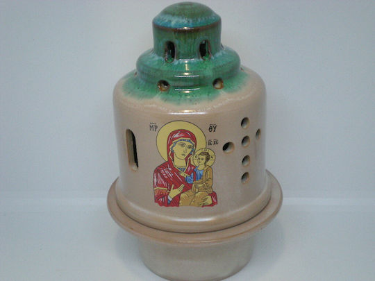 Ton Zylindrische Mittlere Vigilöl-Lampe Jungfrau Maria 1 Stück 8202 Braun