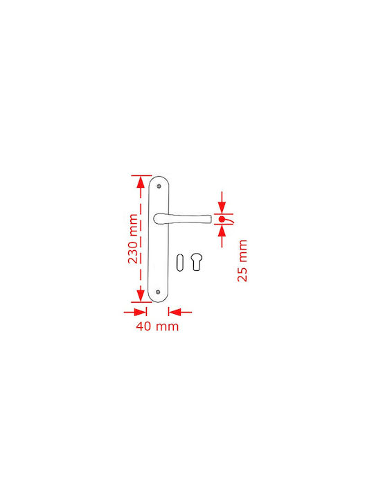 Viobrass Lever Front Door with Plate Left 213-ΑΡΙΣΤΕΡΟ-ΜΝΜ Black