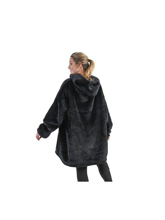 Huggle Velvet Blanket with Sleeves 65x80cm Black