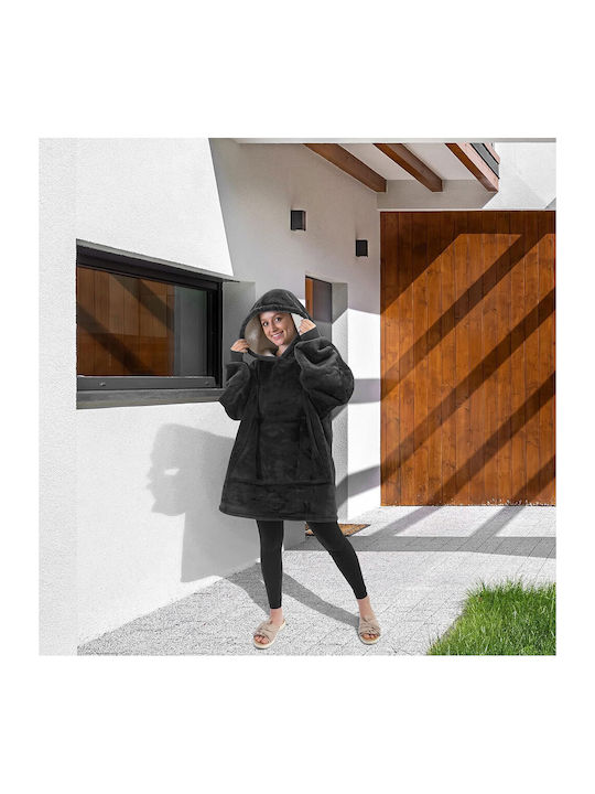 Huggle Velvet Blanket with Sleeves 65x80cm Black