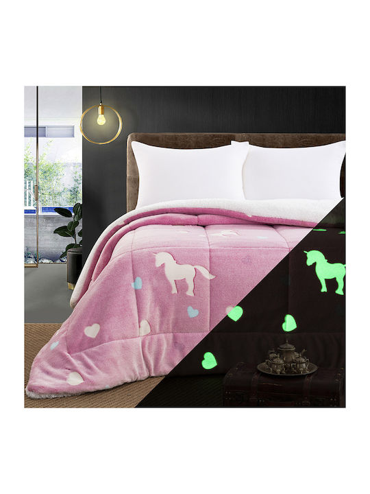 Beauty Home Детско Комбинирано Одеяло Фосфоресциращо Едноцветно Glow Art Розово 6272ПММО 160x220см