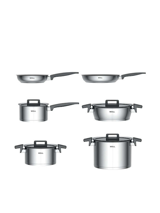 Woll Concept Cookware Set of Stainless Steel with No Coating Silver 6pcs