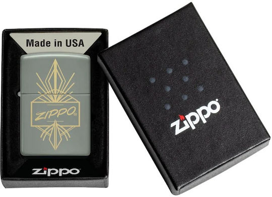 Zippo Script Αντιανεμικός Αναπτήρας Φλόγας σε Γκρι χρώμα