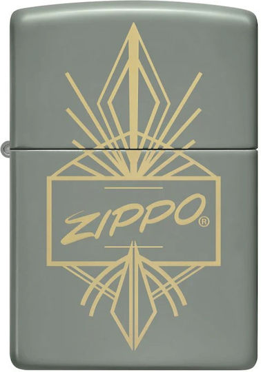 Zippo Script Αντιανεμικός Αναπτήρας Φλόγας σε Γκρι χρώμα