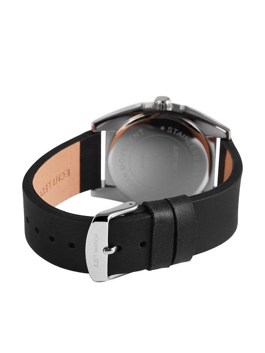Just Watch Men's Watch Battery with Black Leather Strap
