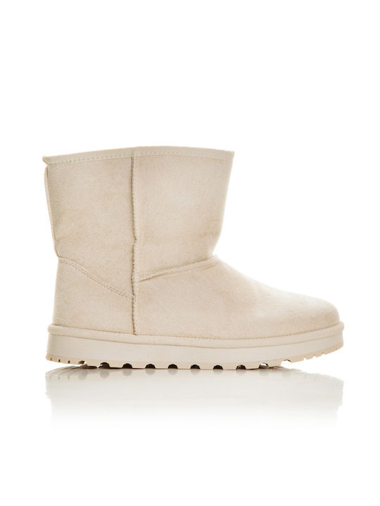 Shoe Art Women's Ankle Boots with Fur Beige