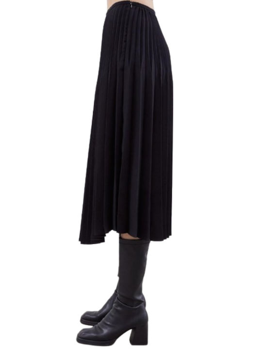 Meimeij High Waist Midi Skirt in Black color