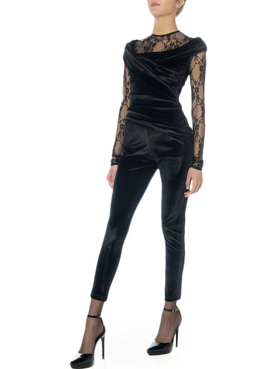 Damen Ärmellos Einteiler Anzug Black