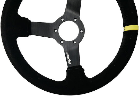 Simoni Racing Suet Three Spoke Car Steering Wheel with 32cm Diameter Black/Black