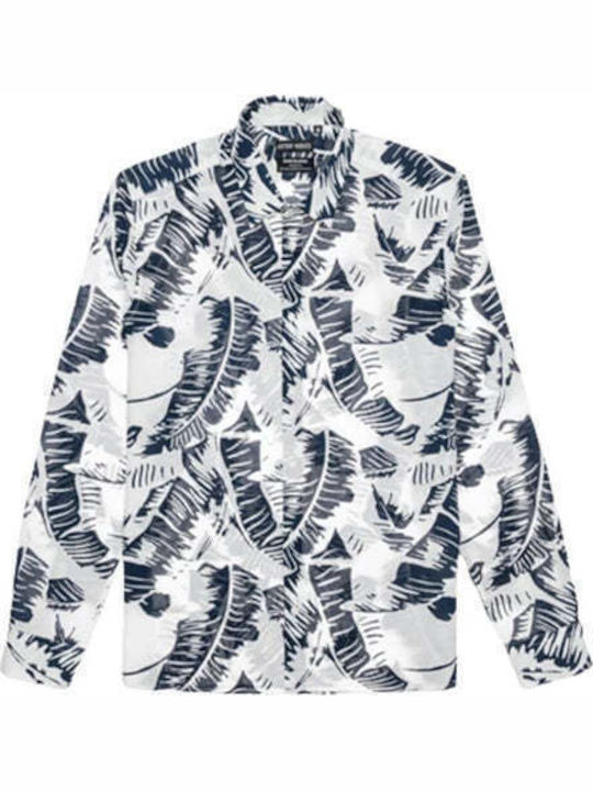 Antony Morato Men's Shirt Long Sleeve Cotton Floral Navy Blue