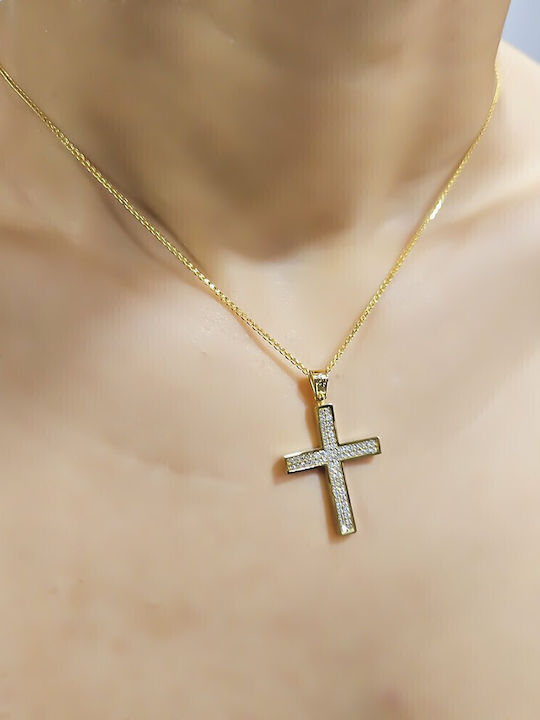 Дамски Златен Кръст 14K с Верижка
