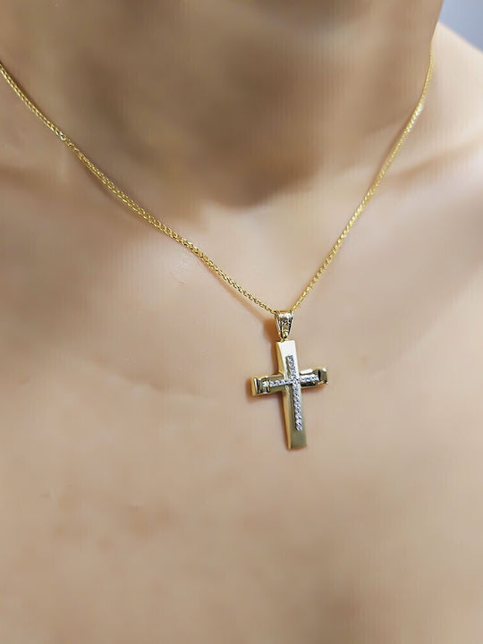 Femeie Aur Cruce 14K cu Lanț EM-2405