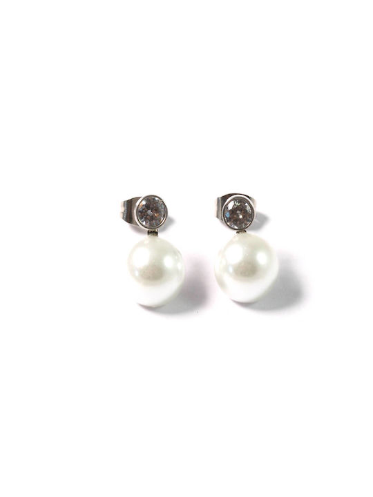 Earrings made of Steel Gold Plated with Pearls