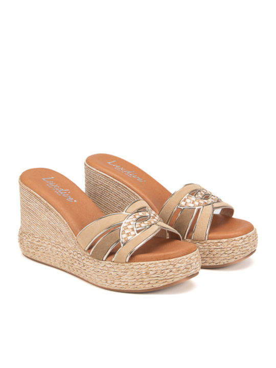 Damenplattformen Beige