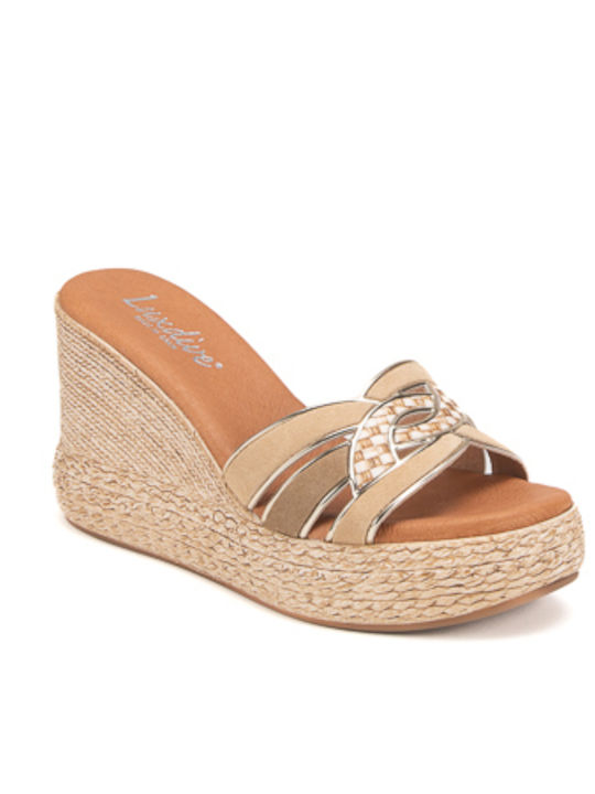 Damenplattformen Beige