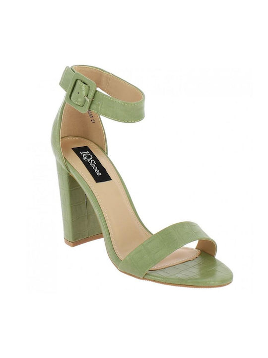 IQ Shoes Synthetic Leather Women's Sandals Green with High Heel